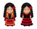 Spanish girls in national costumes. Royalty Free Stock Photo