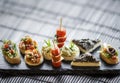 Spanish gourmet creative tapas mixed snack platter set Royalty Free Stock Photo