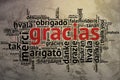 Spanish Gracias, Open Word Cloud, Thanks, Grunge Background