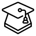 Spanish graduation hat icon outline vector. Speak adult