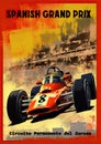 Spanish Grand Prix Retro Poster Generative AI Illustration