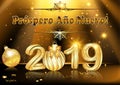 Spanish greeting card with classic design - Happy New Year 2019 Royalty Free Stock Photo