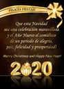 Corporate greeting card with Spanish text for the New Year 2020 celebration Royalty Free Stock Photo