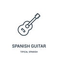 spanish guitar icon vector from tipical spanish collection. Thin line spanish guitar outline icon vector illustration. Linear