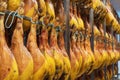 Spanish ham cellar. Food industry Royalty Free Stock Photo