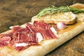 Spanish ham with toasts Royalty Free Stock Photo