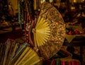 Spanish hand fans for sale in a street market Royalty Free Stock Photo