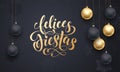 Spanish Happy Holidays Felices Fiestas golden decoration ball ornament greeting Royalty Free Stock Photo