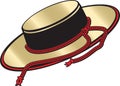 Spanish hat with red ribbon. Royalty Free Stock Photo