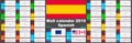 2019 spanish, hispanic wall calendar. Two ISO 8601 templates for Europe and USA Canada with week numbering. Vector