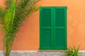 Spanish house with green shutters in beautiful Majorca Royalty Free Stock Photo