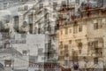 Spanish houses, distorted by zooming in. Absract background.