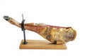 Spanish iberian ham. Jamon Serrano. Isolated on white background Royalty Free Stock Photo