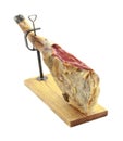 Spanish iberian ham. Jamon Serrano. Isolated on white background Royalty Free Stock Photo