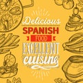 Spanish illustrations - tapas, paella, sangria, jamon, churros, calcots, turron