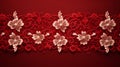 Spanish Lace: Intricate 3d Design With Lace And Flowers On Red Background