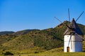 Spanish landscape with old wind mill Royalty Free Stock Photo