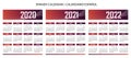 Spanish language Calendar 2020-2021-2022 vector