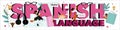 Spanish language typographic header. Language school spanish listening, Royalty Free Stock Photo