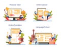 Spanish learning online service or platform set. Language school Royalty Free Stock Photo
