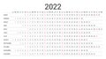 2022 Spanish linear calendar grid. Planner template. Vector illustration