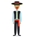 Spanish man in traditional costume national dress vector flat illustration isolated