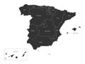 Spanish map devided to 17 administrative autonomous communities. Royalty Free Stock Photo