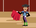 Spanish matador cartoon clipart. Bullfighting vector illustration. Toreador man in red cape. Traditional spainish corrida. Royalty Free Stock Photo