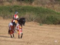 Spanish medieval knight in reenactment of the battle