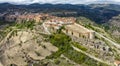 Spanish medieval town of Cantavieja aerial view, Teruel. Spain Royalty Free Stock Photo