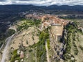 Spanish medieval town of Cantavieja aerial view, Teruel. Spain Royalty Free Stock Photo