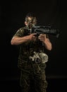 Spanish military with SMG Royalty Free Stock Photo