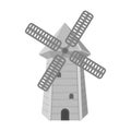 Spanish mill icon in monochrome style isolated on white background. Spain country symbol stock vector illustration. Royalty Free Stock Photo