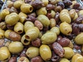 Spanish mixed olives oiled and packed Royalty Free Stock Photo