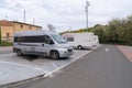 Spanish motorhome free aire with water and waste disposal in the town of Elciego, Alava, Basque Country, Spain