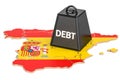 Spanish national debt or budget deficit, financial crisis concept, 3D rendering Royalty Free Stock Photo