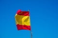 Spanish National Flag With Blue Sky The Background