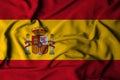 Selective focus of spanish flag, with waving fabric texture. 3d illustration