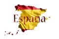 Spanish National Flag and Map With Country Name Written On It 3D
