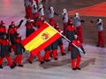 Spanish Olympic team marched into the PyeongChang 2018 Olympics opening ceremony at Olympic Stadium in PyeongChang, South Korea