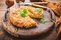 Spanish omelet (Tortilla de patatas) with potatoes and onion