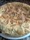 Spanish omelette with potatoes and onion freshly made at home