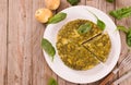 Spanish omelette with spinach. Royalty Free Stock Photo