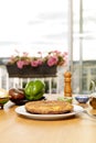 Table ready to eat Spanish omelette with views from the terrace.