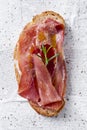 Spanish pa amb tomaquet with serrano ham