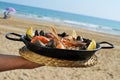 Spanish paella on the beach Royalty Free Stock Photo