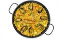 Spanish paella on white background