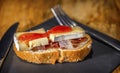 Spanish pintxo or pincho, montadito and tapas, from Basque Count Royalty Free Stock Photo