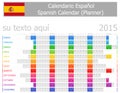 2015 Spanish Planner Calendar with Horizontal Months