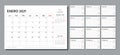 Spanish 2021 planner. Calendar template. Vector illustration. Table schedule grid